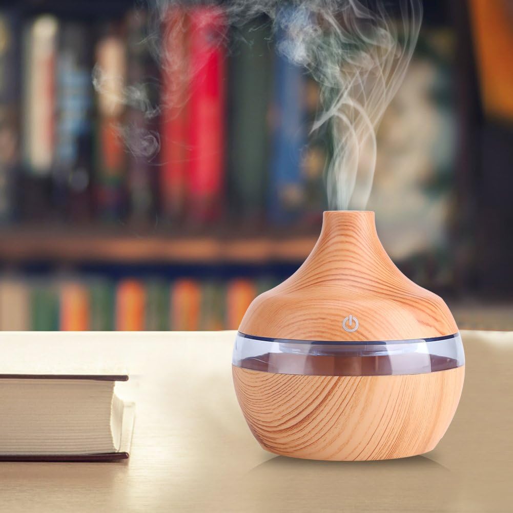 Humidificador Eléctrico de Aromas de Madera - Difusor Ultrasónico de Aceites Esenciales, Neblina Fría y Relajante, Ideal para el Hogar (300 ml)