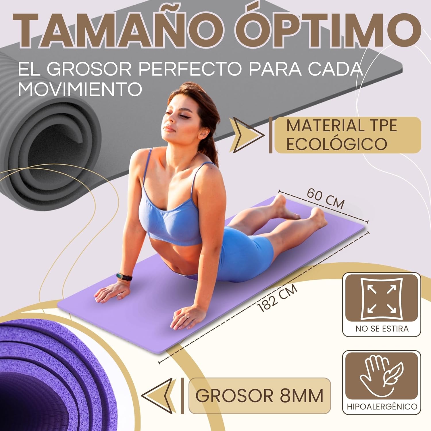 Esterilla de Yoga Antideslizante de Espuma EVA - Cómoda y Ligera, Ideal para Yoga, Pilates y Ejercicios de Gimnasio (4 mm de Grosor)