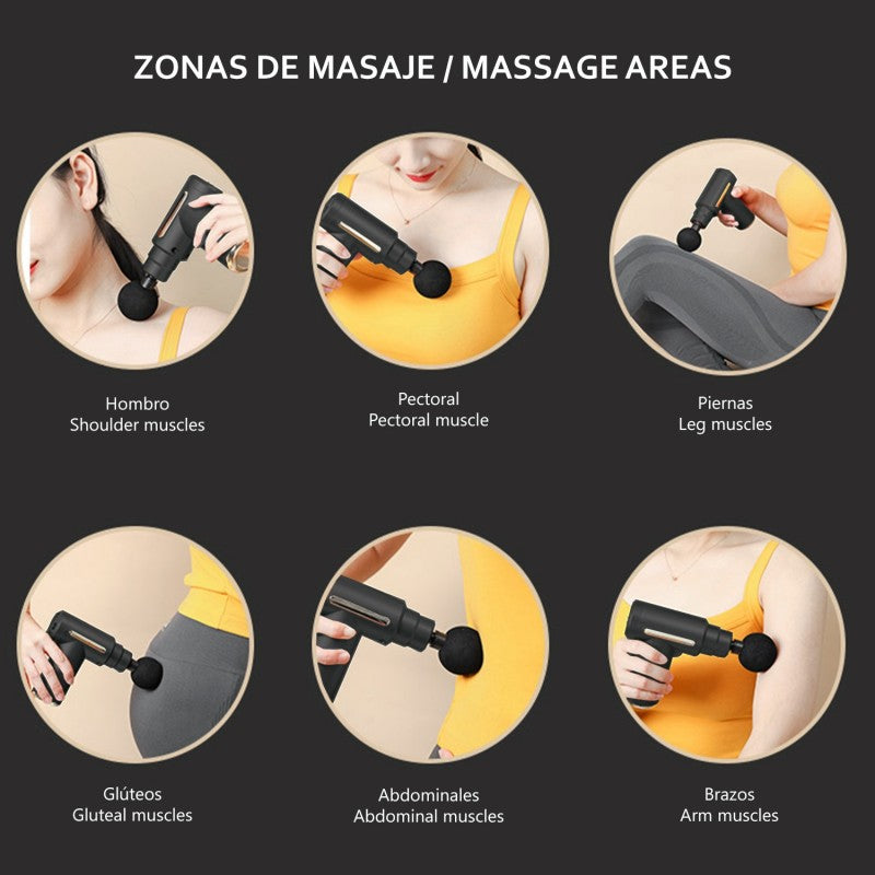 Pistola de Masaje Portátil - Mini, Ligera y con Velocidad Ajustable, Ideal para Relajar Todo el Cuerpo