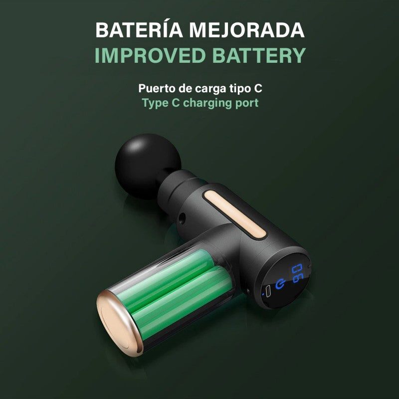 Pistola de Masaje Portátil - Mini, Ligera y con Velocidad Ajustable, Ideal para Relajar Todo el Cuerpo