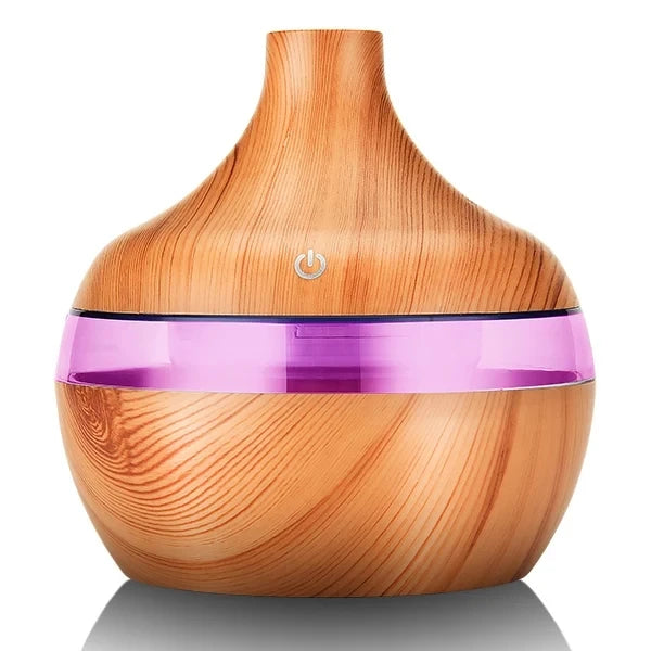 Humidificador Eléctrico de Aromas de Madera - Difusor Ultrasónico de Aceites Esenciales, Neblina Fría y Relajante, Ideal para el Hogar (300 ml)