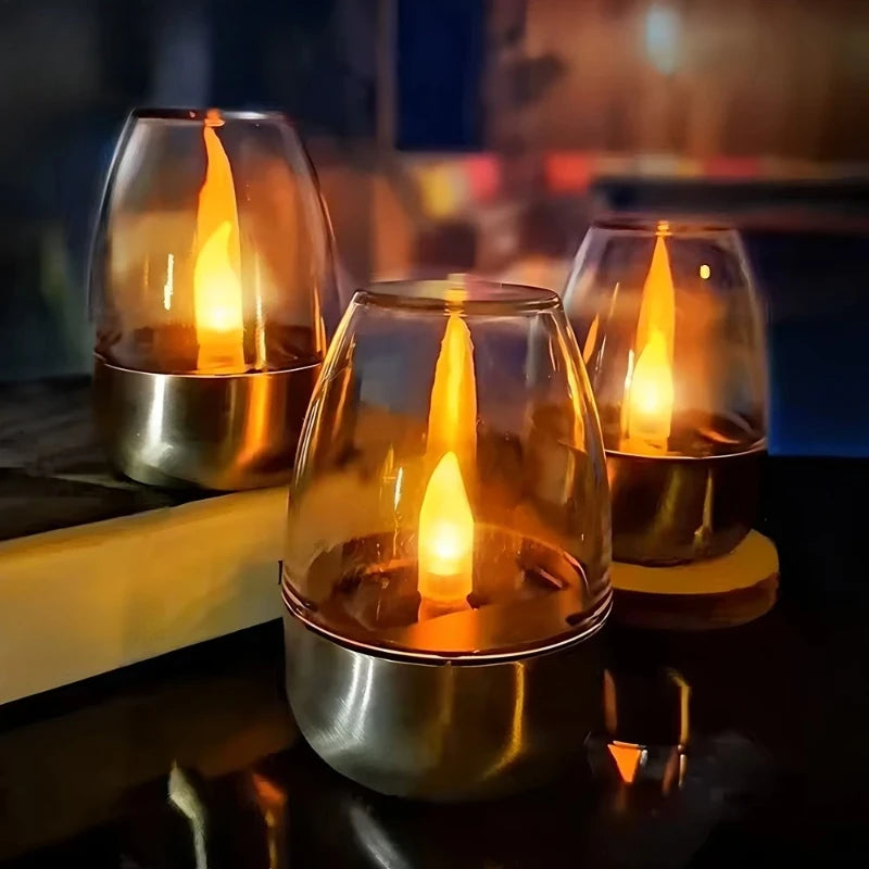 Velas Solares LED Sin Llama - Recargables y Resistentes al Agua, Ideales para Meditación, Paz y Decoración Exterior
