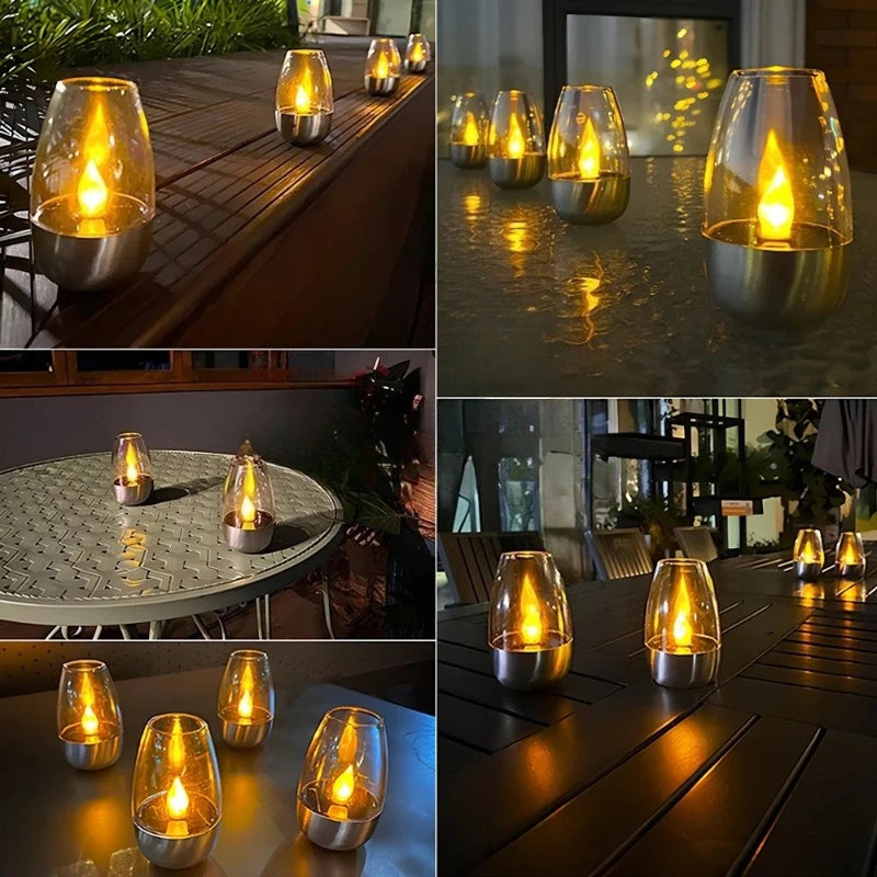 Velas Solares LED Sin Llama - Recargables y Resistentes al Agua, Ideales para Meditación, Paz y Decoración Exterior