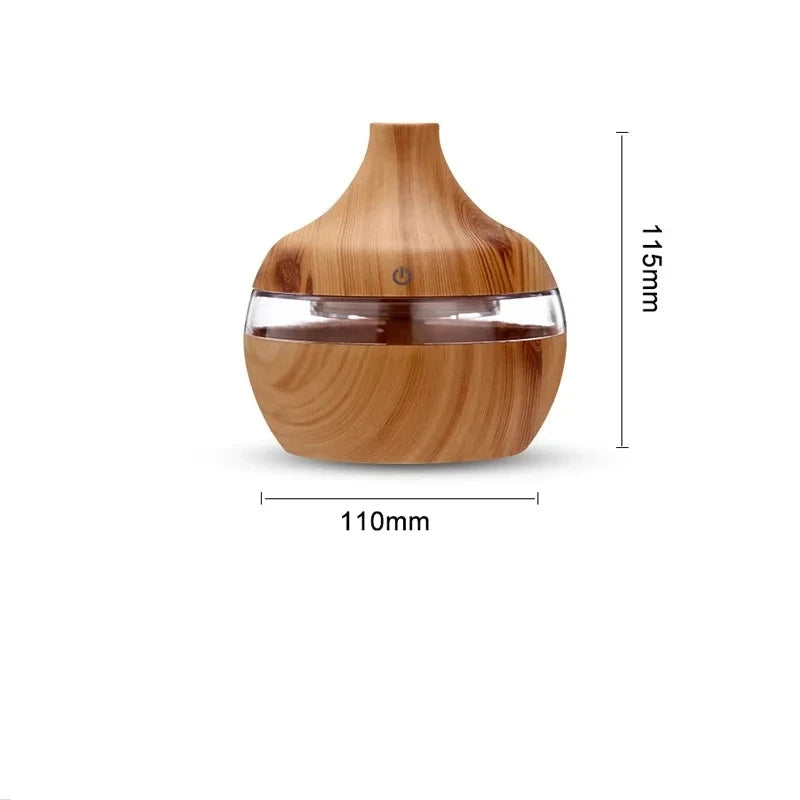 Humidificador Eléctrico de Aromas de Madera - Difusor Ultrasónico de Aceites Esenciales, Neblina Fría y Relajante, Ideal para el Hogar (300 ml)